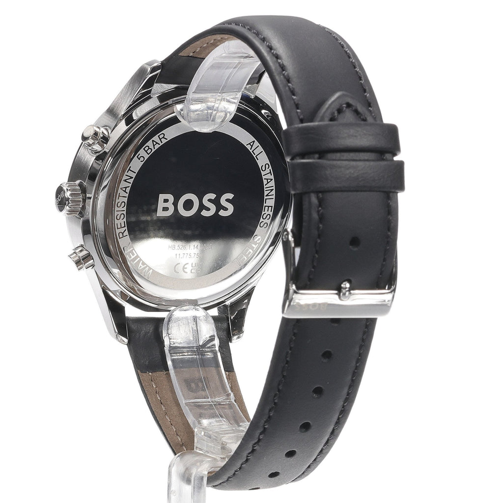 Hugo Boss Avery Chronograph Blue Dial Black Leather Strap Watch for Men - 1514156