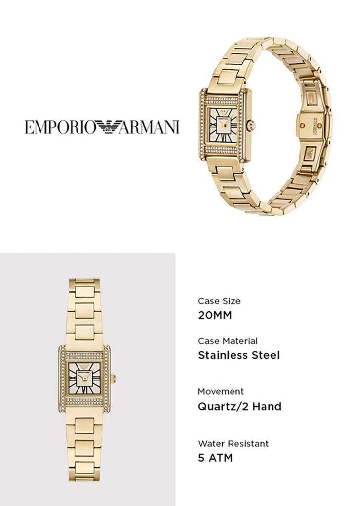 Emporio Armani Genni Crystals Gold Dial Gold Steel Strap Watch for Women  - AR11663