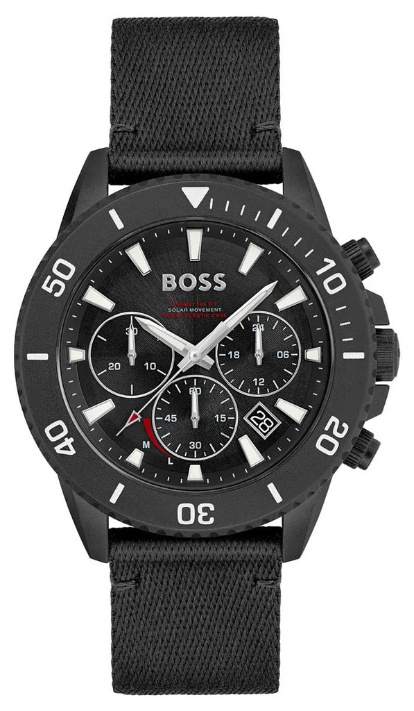 Hugo Boss Admiral Chronograph Black Dial Black Nylon Strap Watch for Men - 1513918