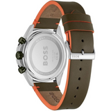 Hugo Boss Cloud Chronograph Olive Green Dial Green Leather Strap Watch for Men - 1514018