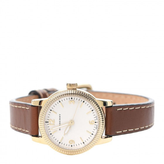 Burberry The Utilitarian White Dial Brown Leather Strap Watch for Women - BU7865