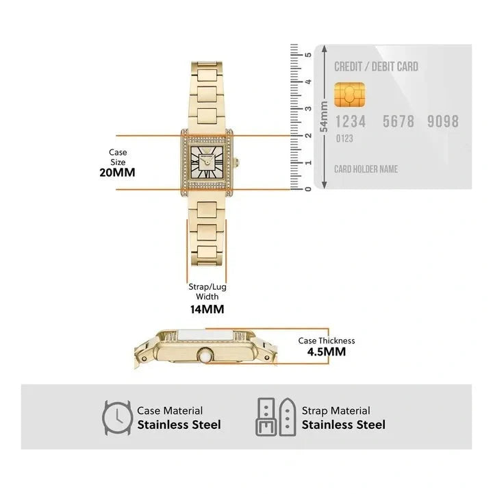 Emporio Armani Genni Crystals Gold Dial Gold Steel Strap Watch for Women  - AR11663