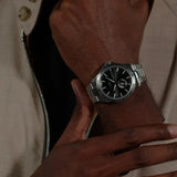 Hugo Boss Troper Chronograph Automatic Black Dial Silver Steel Strap Watch for Men - 1514202