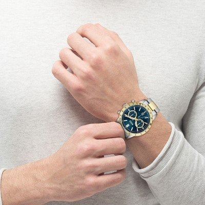 Hugo Boss Allure Chronograph Blue Dial Two Tone Steel Strap Watch for Men - 1514163