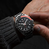 Seiko Prospex Speedtimer Solar Chronograph Black Dial Silver Steel Strap Watch for Men - SSC915