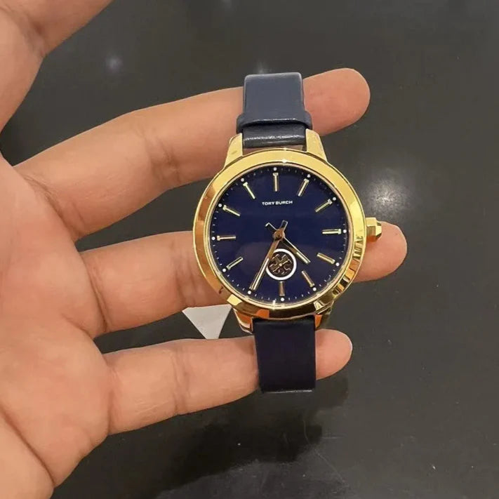Tory Burch Collins Quartz Blue Dial Blue Leather Strap Watch for Women - TBW1203