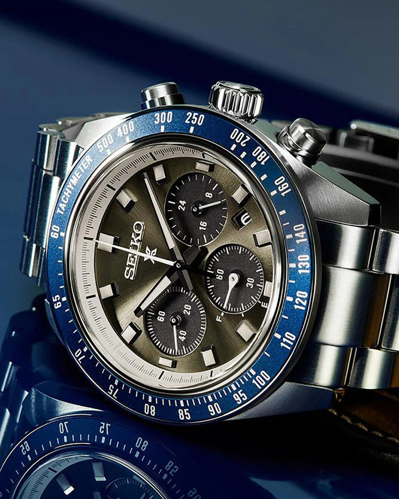 Seiko Prospex Speedtimer Solar Chronograph Grey Dial Silver Steel Strap Watch for Men - SSC939