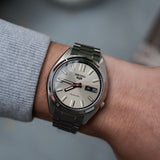 Seiko 5 Sports SNXS Series Automatic Beige Dial Silver Steel Strap Watch for Men - SRPK91K1