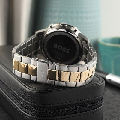 Hugo Boss Allure Chronograph Blue Dial Two Tone Steel Strap Watch for Men - 1514163