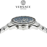 Versace Greca Dome Chronograph Blue Dial Silver Steel Strap Watch for Men - VE6K00323