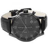 Hugo Boss Aeroliner Chronograph Black Dial Black Leather Strap Watch for Men - 1512567