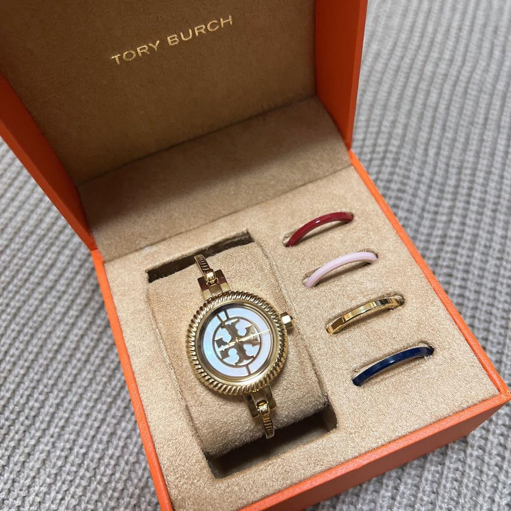 Tory Burch Riva Gold Dial Gold Steel Strap Watch for Women - TBW4029