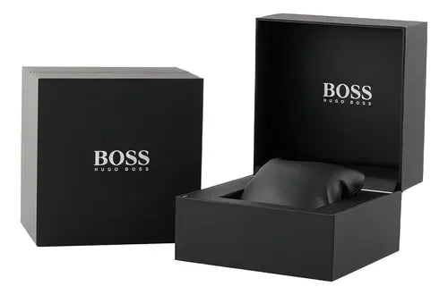Hugo Boss Trace Chronograph Black Dial Black Leather Strap Watch for Men - 1514003