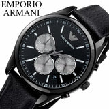 Emporio Armani Antonio Chronograph Black Dial Black Leather Strap Watch for Men - AR11583