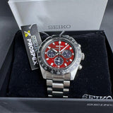 Seiko Prospex US Special Edition Speedtimer Solar Chronograph Red Dial Silver Steel Strap Watch for Men - SSC927