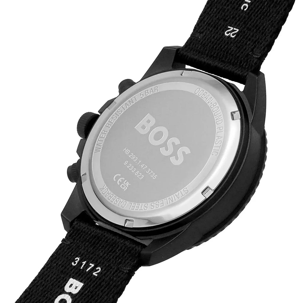 Hugo Boss Admiral Chronograph Black Dial Black Nylon Strap Watch for Men - 1513918