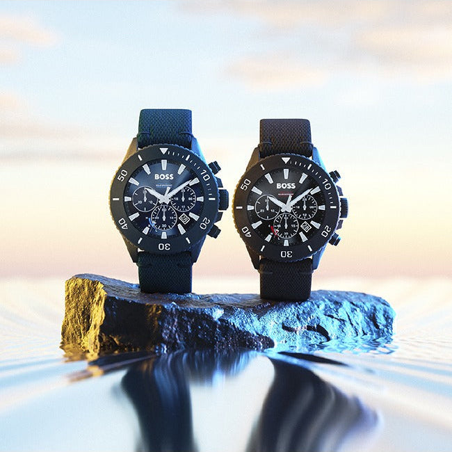 Hugo Boss Admiral Chronograph Black Dial Black Nylon Strap Watch for Men - 1513918