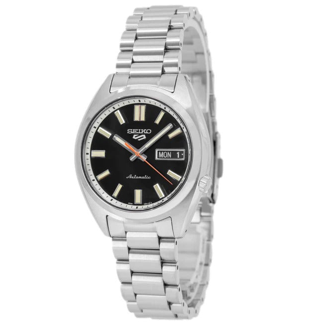 Seiko 5 Sports SNXS Series Automatic Black Dial Silver Steel Strap Watch for Men - SRPK89K1