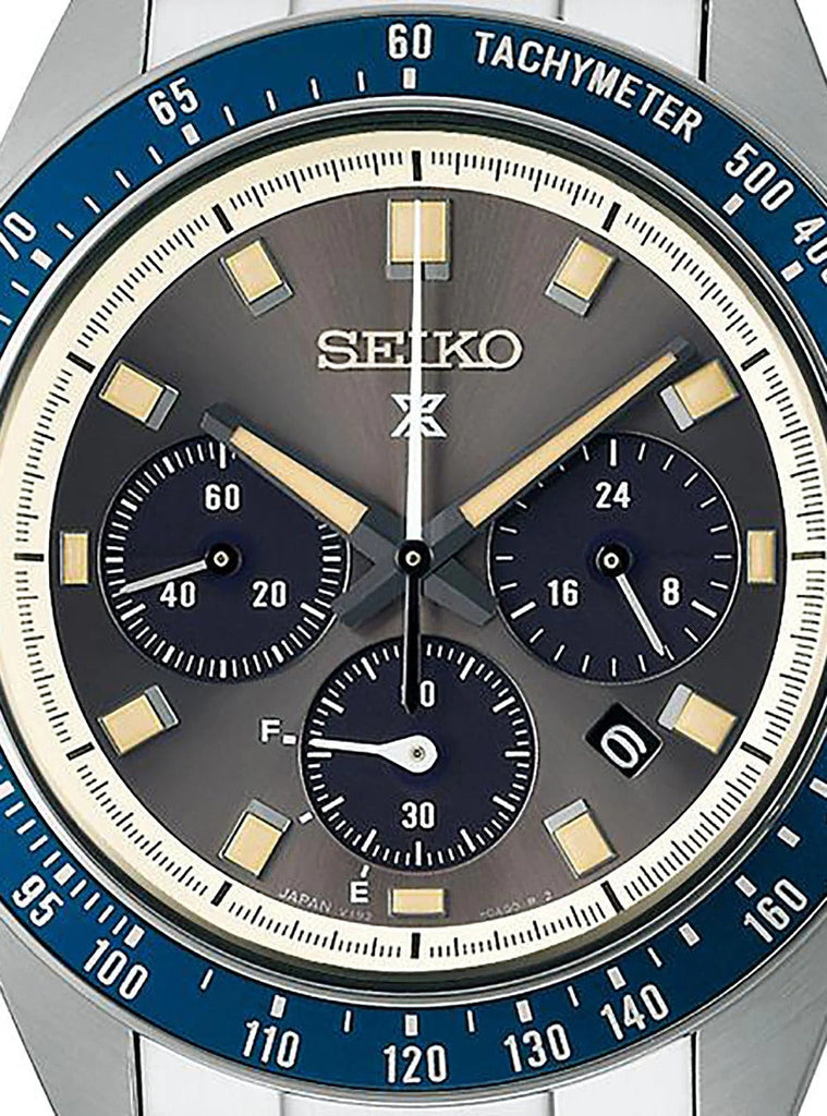 Seiko Prospex Speedtimer Solar Chronograph Grey Dial Silver Steel Strap Watch for Men - SSC939