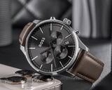 Hugo Boss Avery Chronograph Grey Dial Brown Leather Strap Watch for Men - 1514155