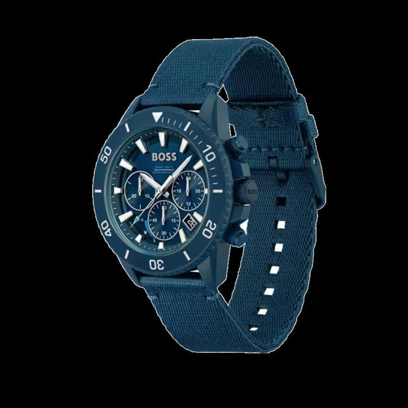 Hugo Boss Admiral Chronograph Blue Dial Blue Nylon Strap Watch for Men - 1513919