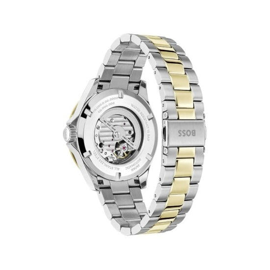 Hugo Boss Troper Chronograph Automatic Blue Dial Two Tone Steel Strap Watch for Men - 1514201