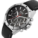 Hugo Boss Troper Chronograph Black Dial Black Leather Strap Watch for Men - 1514055