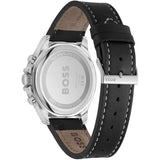 Hugo Boss Troper Chronograph Black Dial Black Leather Strap Watch for Men - 1514055