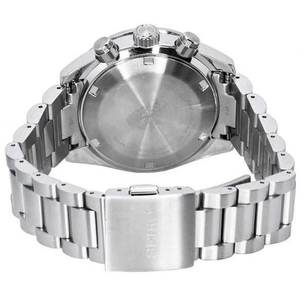 Seiko Prospex Speedtimer Solar Chronograph Black Dial Silver Steel Strap Watch for Men - SSC915