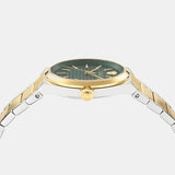 Versace V-Auria Quartz Green Dial Two Tone Steel Strap Watch for Men - VE0F00425