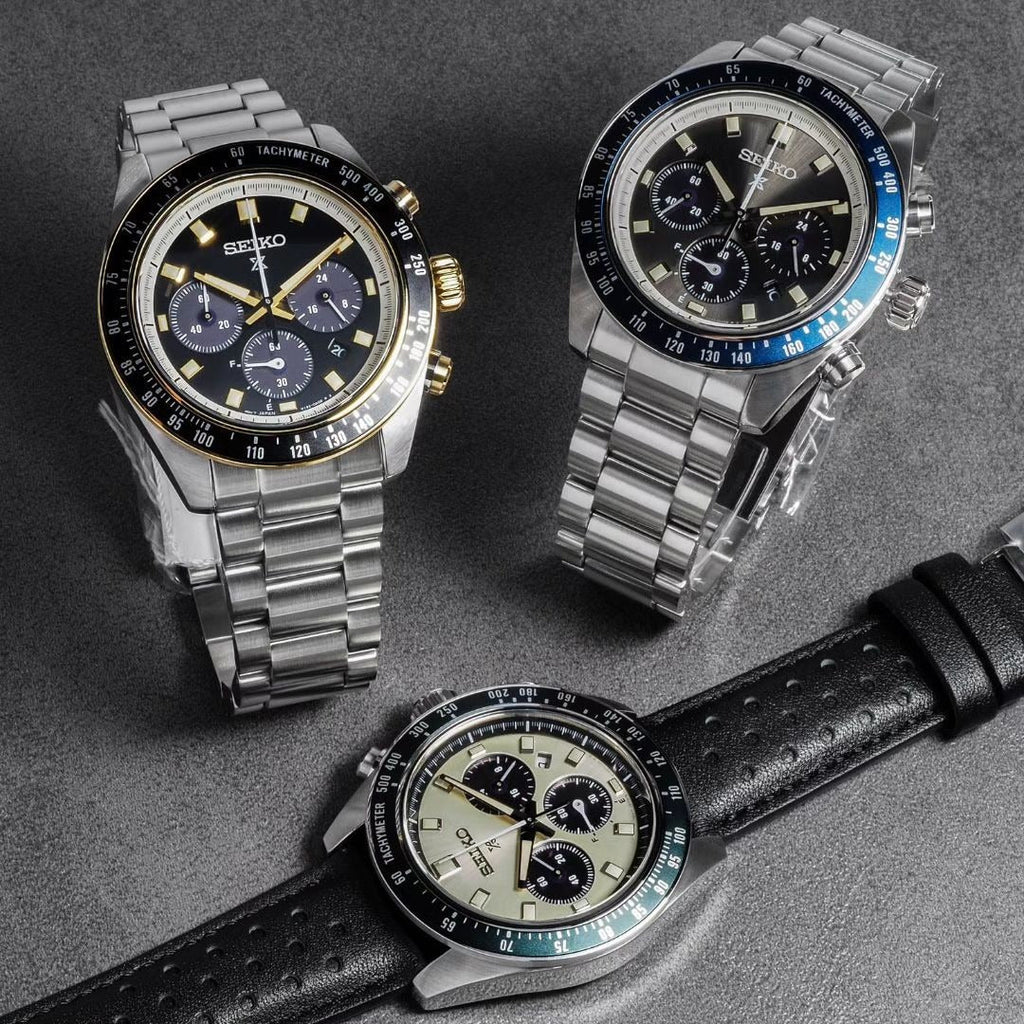 Seiko Prospex Speedtimer Solar Chronograph Grey Dial Silver Steel Strap Watch for Men - SSC939