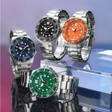 Citizen Mechanical Automatic Orange Dial Silver Steel Strap Watch for Men - NJ0128-80X