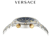 Versace Greca Logo Diver Quartz Black Dial Two Tone Steel Strap Watch for Men - VE8G00424