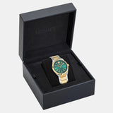 Versace V-Auria Quartz Green Dial Two Tone Steel Strap Watch for Men - VE0F00425