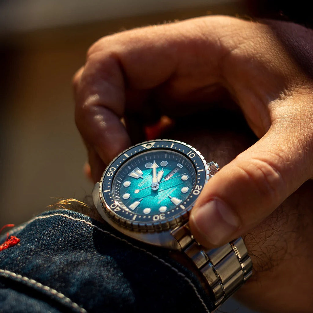 Seiko US Special Edition Automatic Green Dial Silver Steel Strap Watch for Men - SRPH57