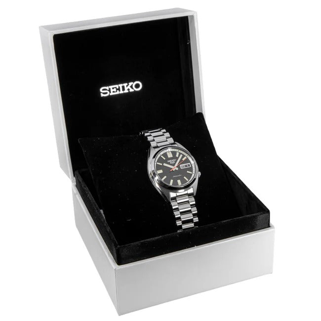 Seiko 5 Sports SNXS Series Automatic Black Dial Silver Steel Strap Watch for Men - SRPK89K1
