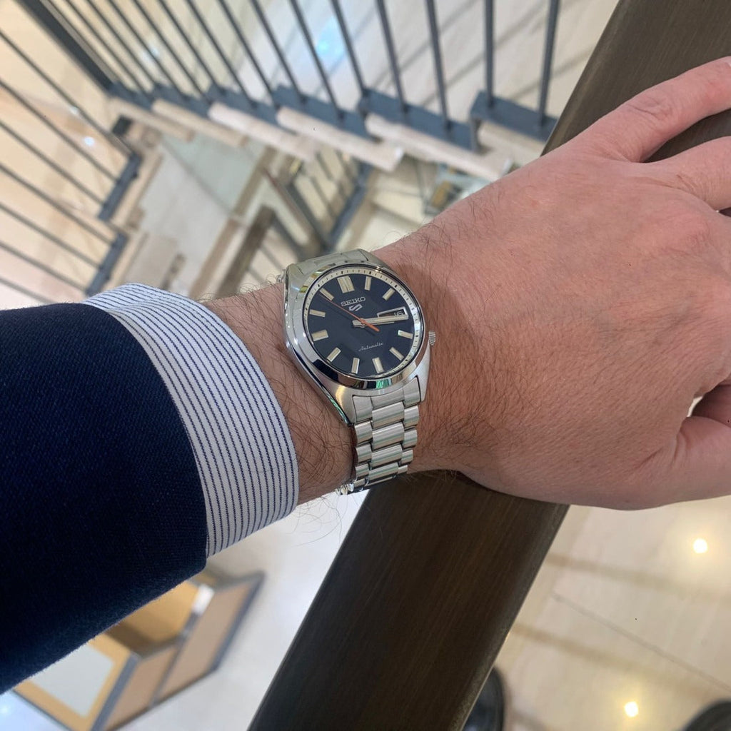 Seiko 5 Sports SNXS Automatic Blue Dial Silver Steel Strap Watch for Men - SRPK87K1