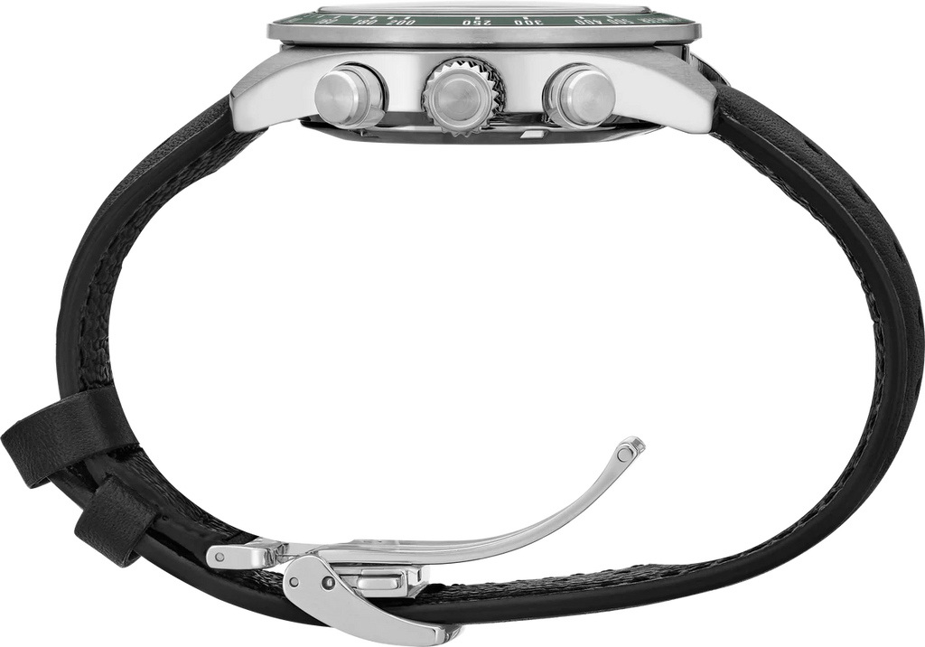 Seiko Prospex Speedtimer Solar Chronograph Ivory Dial Black Leather Strap Watch for Men - SSC943