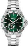 Hugo Boss Troper Automatic Chronograph Green Dial Silver Steel Strap Watch for Men - 1514200