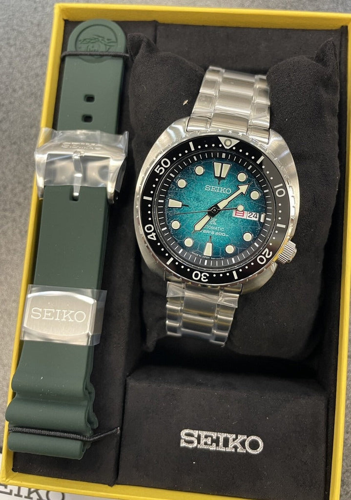 Seiko US Special Edition Automatic Green Dial Silver Steel Strap Watch for Men - SRPH57