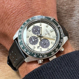 Seiko Prospex Speedtimer Solar Chronograph Ivory Dial Black Leather Strap Watch for Men - SSC943