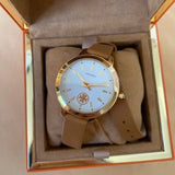 Tory Burch Collins Quartz White Dial Brown Leather Strap Watch for Women - TBW1304