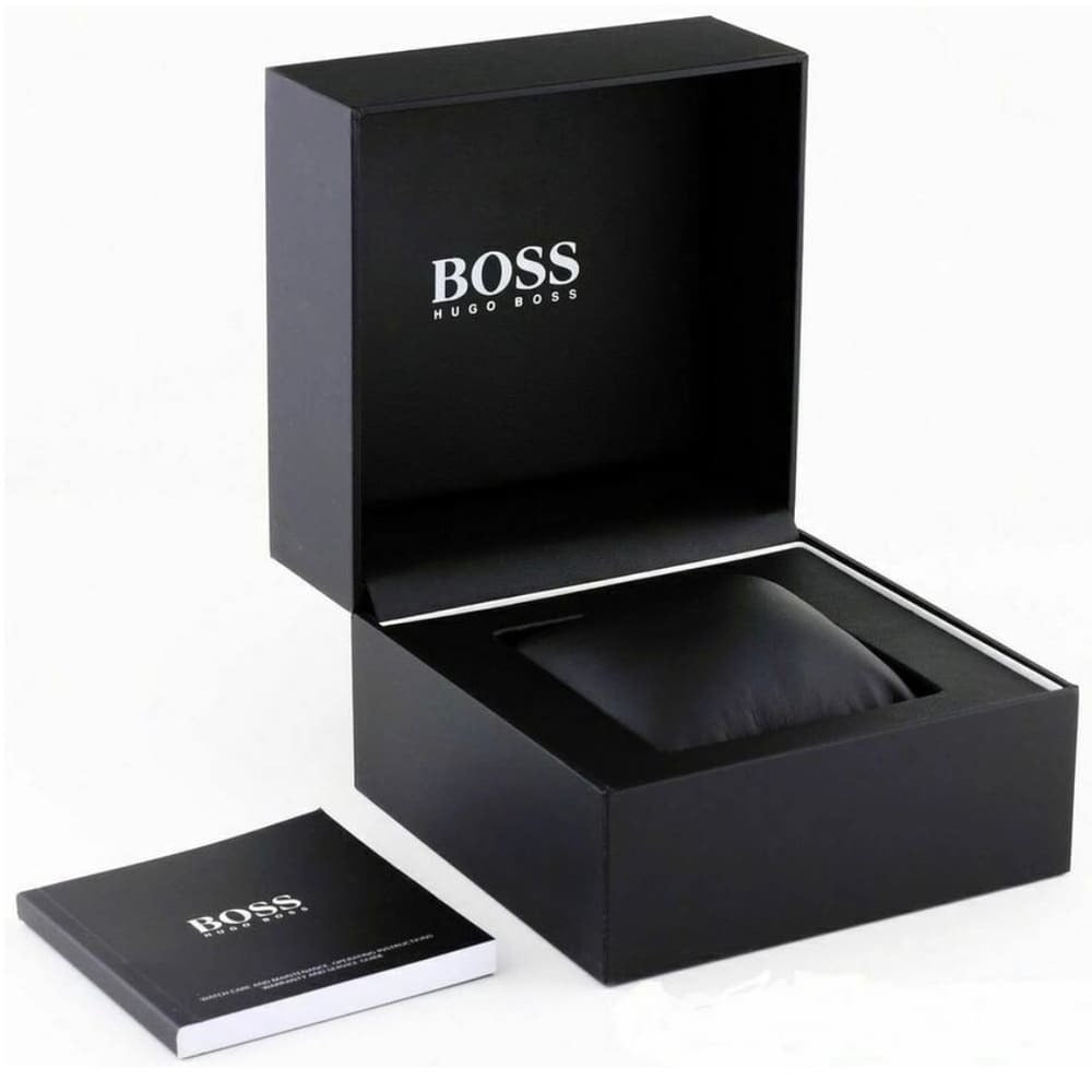 Hugo Boss Aeroliner Chronograph Black Dial Black Leather Strap Watch for Men - 1512567