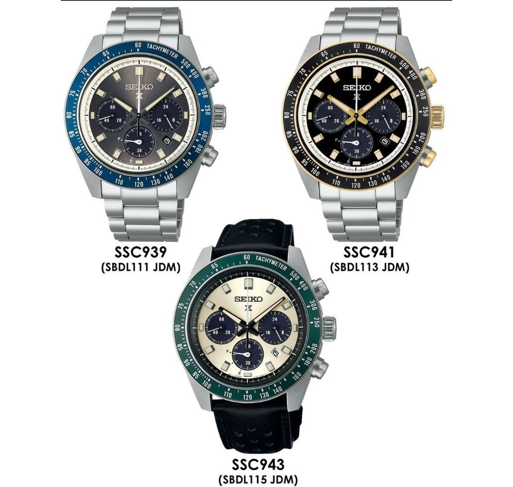 Seiko Prospex Speedtimer Solar Chronograph Black Dial Silver Steel Strap Watch for Men - SSC941