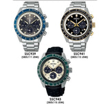 Seiko Prospex Speedtimer Solar Chronograph Black Dial Silver Steel Strap Watch for Men - SSC941