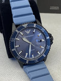 Emporio Armani Sea Explorer Divers Blue Dial Blue Silicone Strap Watch for Men - AR11685