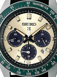 Seiko Prospex Speedtimer Solar Chronograph Ivory Dial Black Leather Strap Watch for Men - SSC943