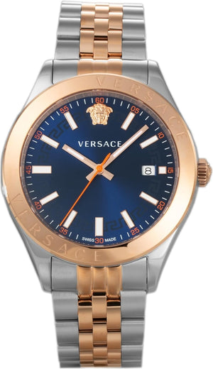 Versace Hellenyium Blue Dial Two Tone Steel Strap Watch for Men - VEVK01424