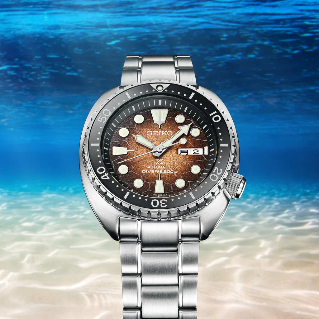 Seiko Prospex US Special Edition King Turtle Automatic Brown Dial Silver Steel Strap Watch for Men - SRPH55