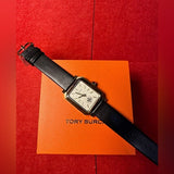 Tory Burch Robinson White Dial Black Leather Strap Watch for Women - TBW1504